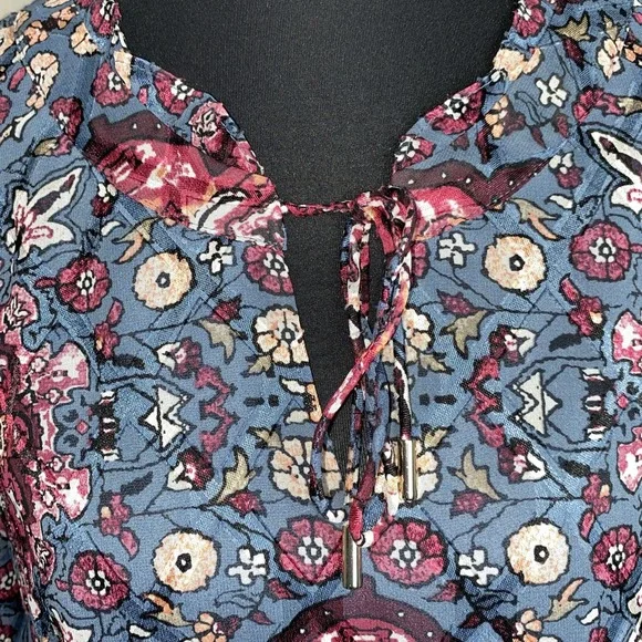 White House Black Market Shift Dress Women's M Multi Color V Neck Flared Sleeve - Picture 3 of 13